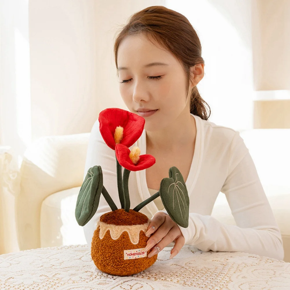 실물 같은 화분 모양 봉제 인형 행운의 부자나무 재미있는 마스코트 꽃 부드러운 홈 테이블 자동차 장식 멋진 선물