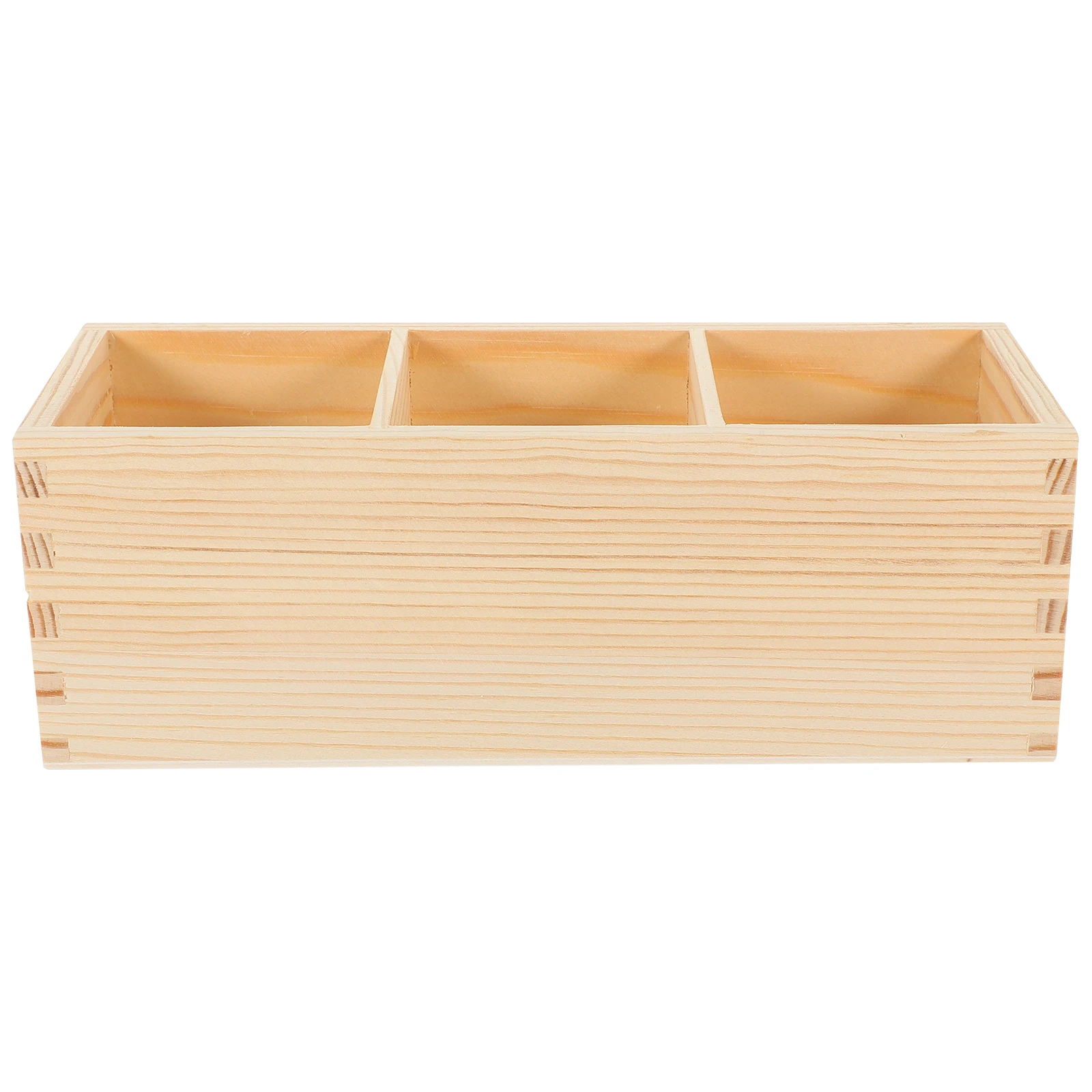

Wooden Pen Holder Storage Box 3 Compartments Desktop Organizer Pine Wood Pencil Cup Makeup Brush Holder Cosmetics Organizer