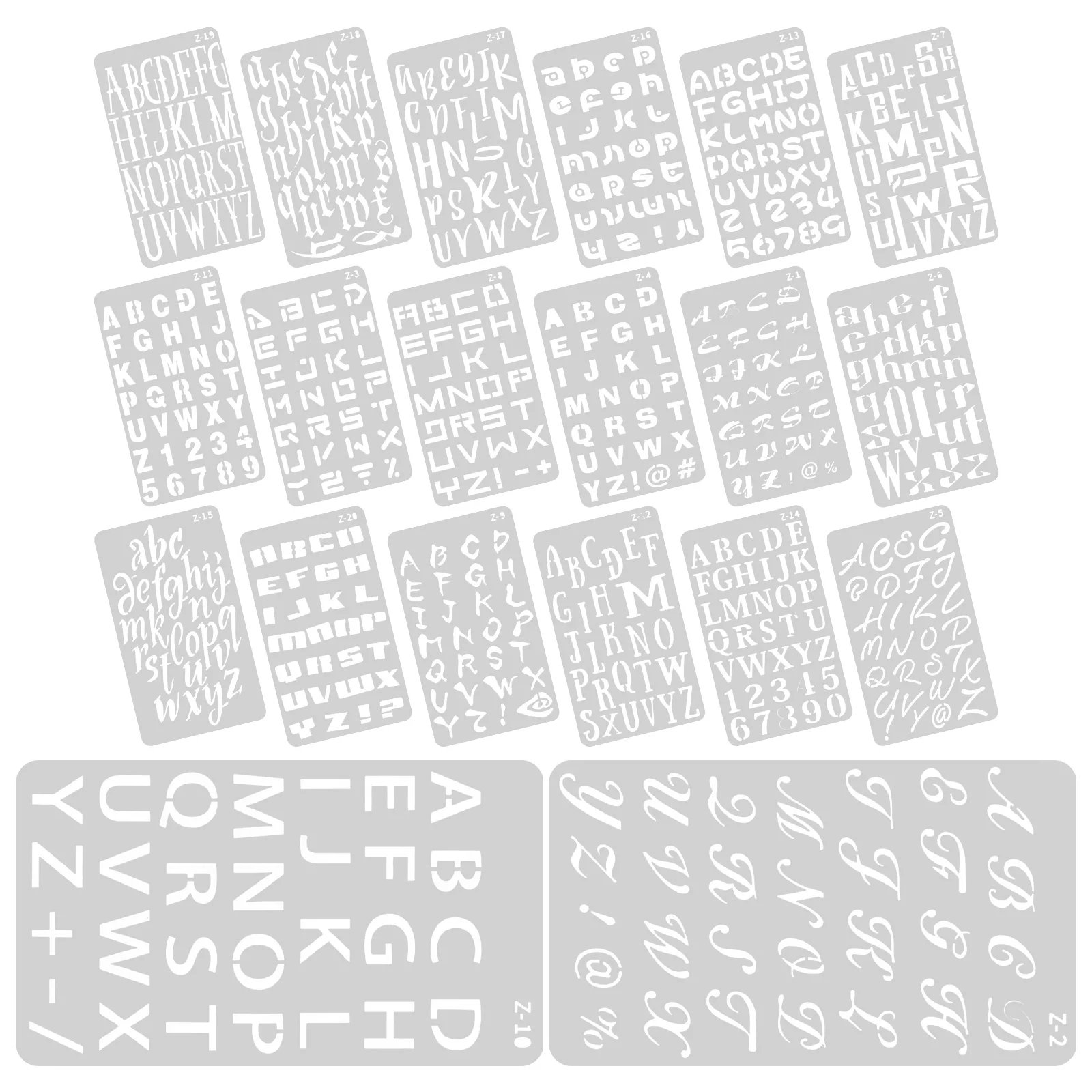 

20 Sheets Letter Stencil Pet Reusable for Painting Wood Crafts Multi-Function Wall Stencils Letters Alphabet Letters