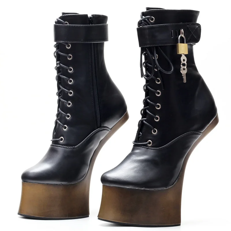 CACA Women Fetish Ankle Boots,18cm Hoof Heelless Men Stage Pole Dance Shoes,Cross-dress Booties,Silver,Gold,Stock,Fast Ship