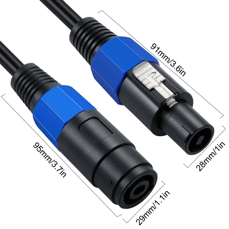 New 50cm Speakon Splitter Cable,1 Male to 2 Female XLR Y Splitter Speakon Splitter Cable Speakon 1-Female to 2-Male