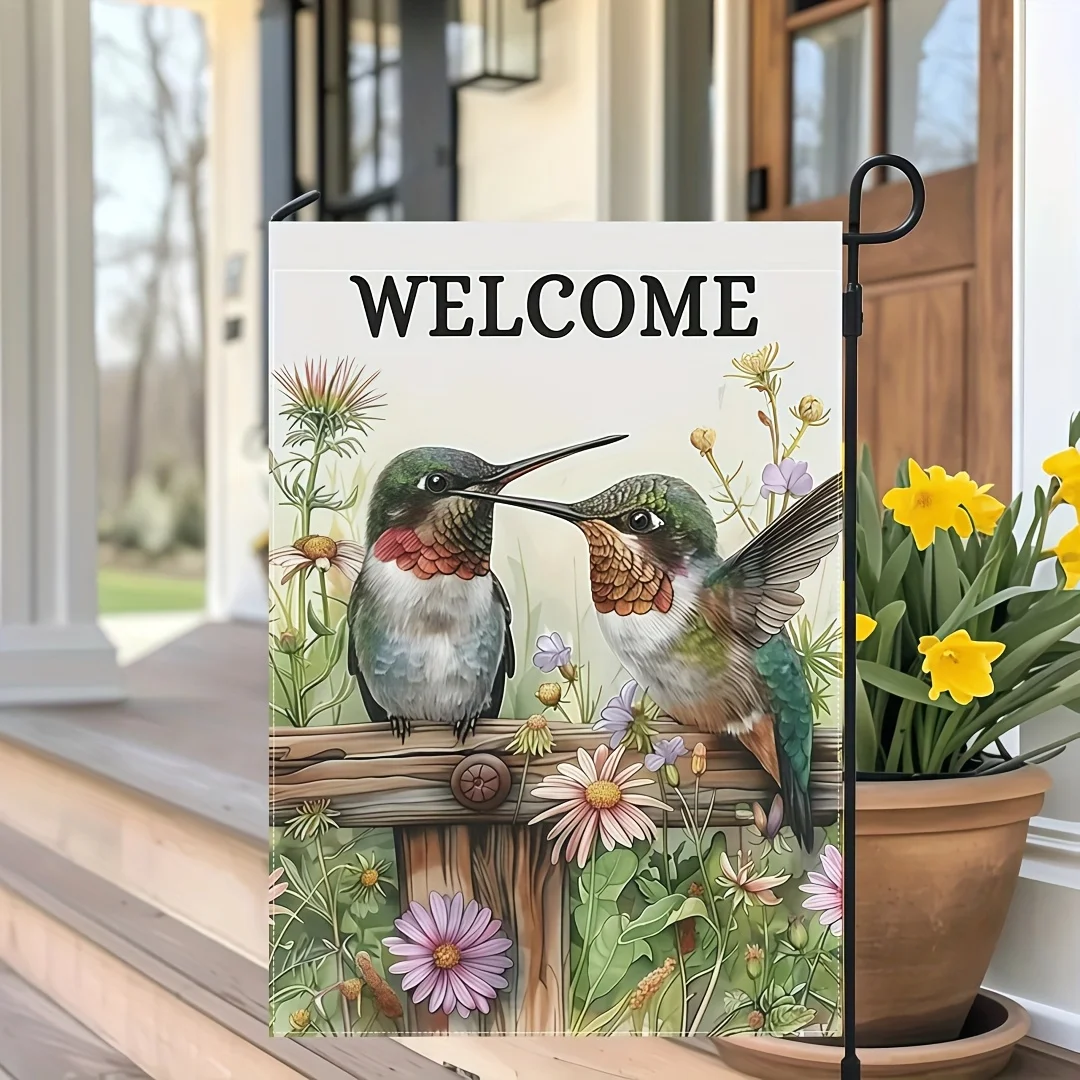 علم حديقة الترحيب من VIKAMA مزدوج الجوانب مقاوم للماء ومتين موسميًا للديكور الخارجي لتزيين حديقة الفناء الخارجي #3