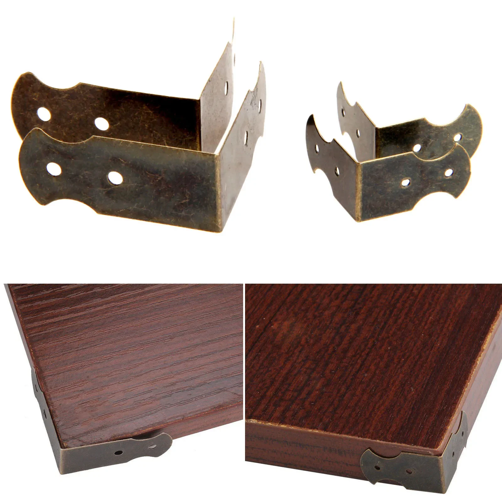 4/8pcs Decorative Corner Protectors Retro Luggage Box Corners Iron Brackets Furniture Desk Edge Cover Antique Bronze 41mm/24mm