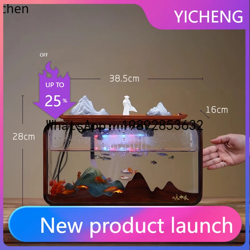 

F1 desktop fish tank flowing water ornament light luxury circulating water office rockery