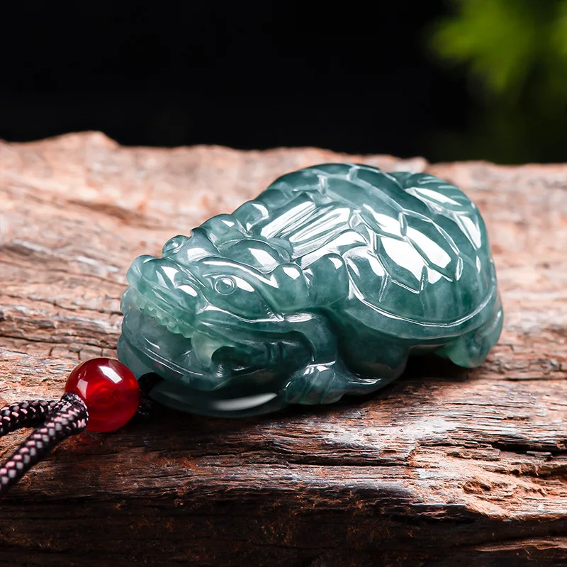 

Black Myanmar Jade Dragon Turtle Pendant Necklace Men Real Jewelry Gemstone Natural Burmese Jadeite Gifts for Women Carved