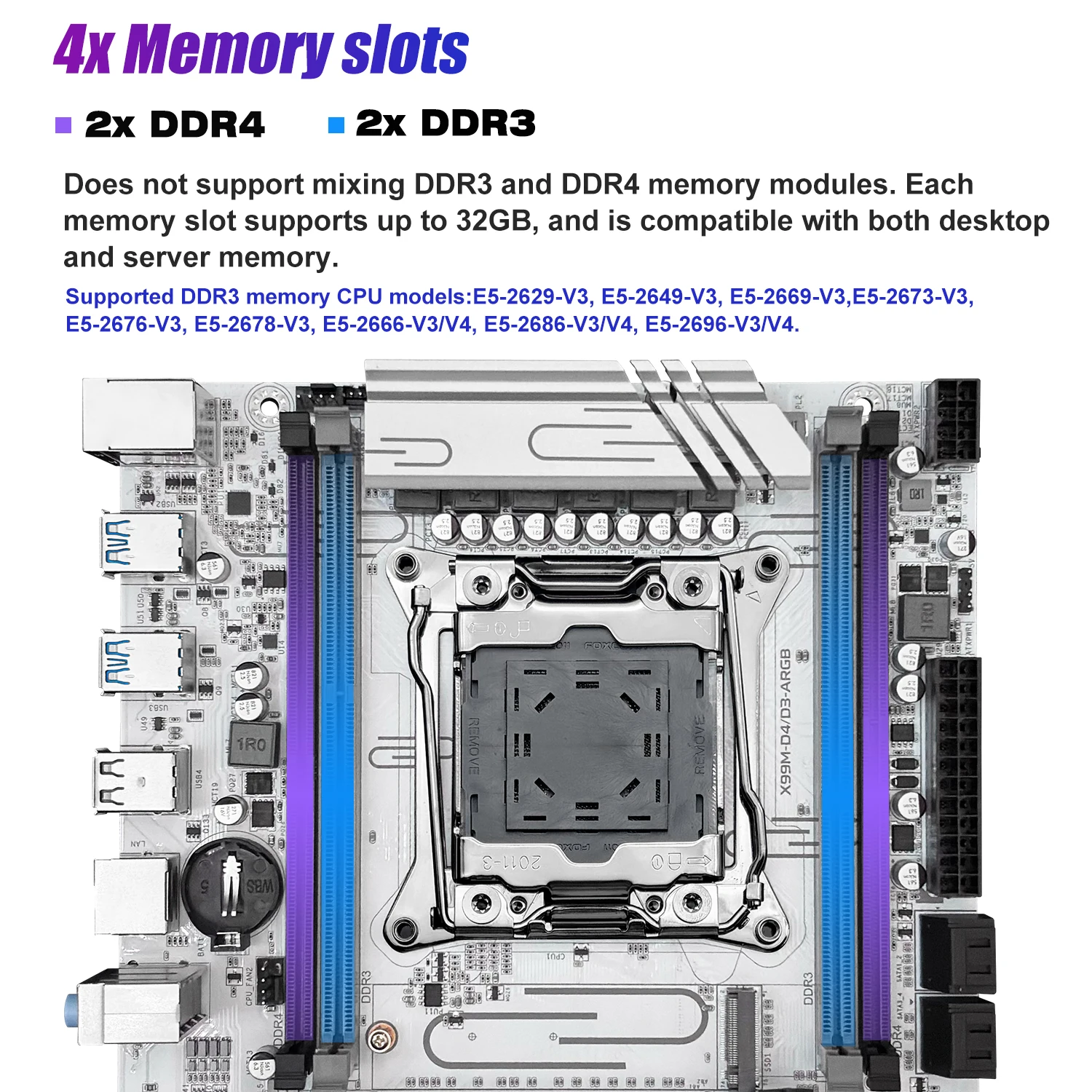 MACHINIST X99 Motherboard Xeon E5 2680 V4 LGA 2011-3 CPU DDR4 16GB RAM Support TPM2.0 ARGB C612 Chip DDR4/DDR3 Slot X99M D3/D4 view 5