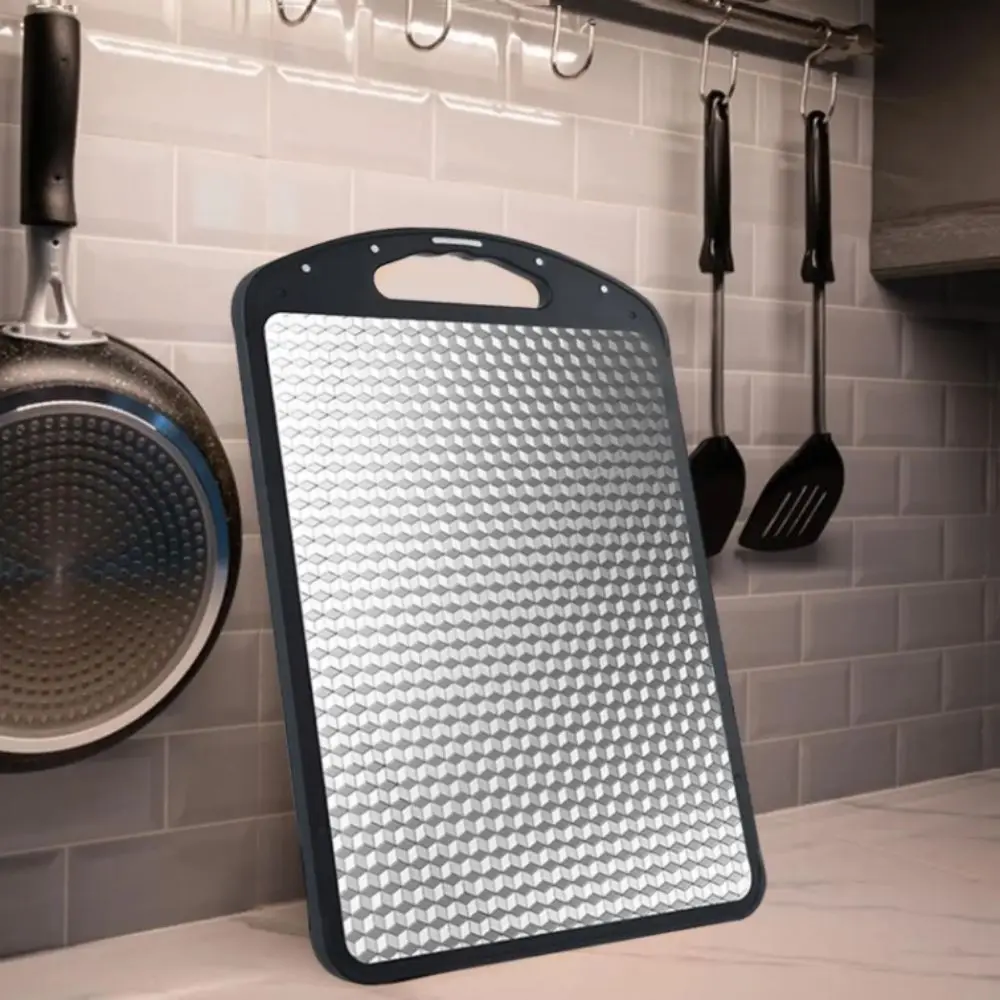 

Durable Steel Stainless Steel Cutting Board Easy to Clean Compact Size Scratch Resistant Board Easy Grip Portable Design