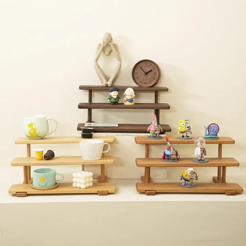 

Wooden Three-Layer Storage Rack Walnut Beech Storage Rack Living Room Multi-Layer Storage Rack Skincare Shelves