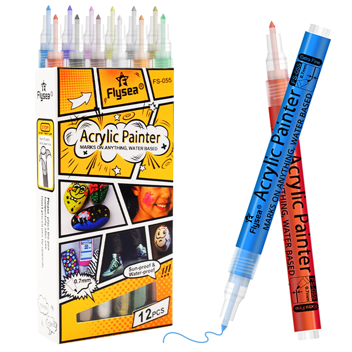 12 Colors Nail Graffiti Pen Acrylic Paint Pens, Extra Fine, Acrylic Markers for DIY Art Nail Creation