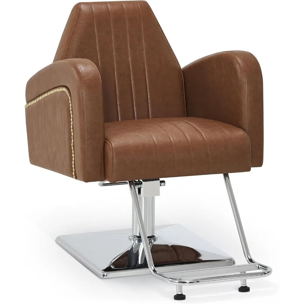 

Salon Chair for Hair Stylist, Hydraulic Styling Barber Chair for Home Salon, Barbershop 9439 (Brown)