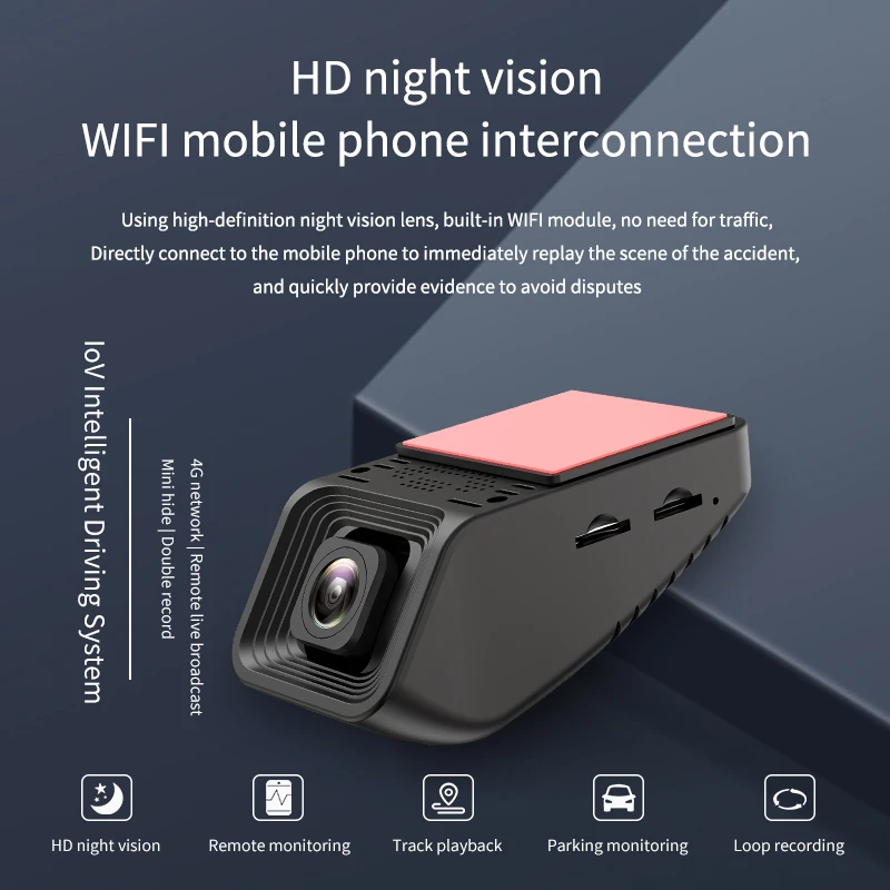2way Talk Dash Cam HD Night Vision Dual Lens Record HD1080P Mobile WIFI WIFI GPS 4G Hidden Mini 24H monitor