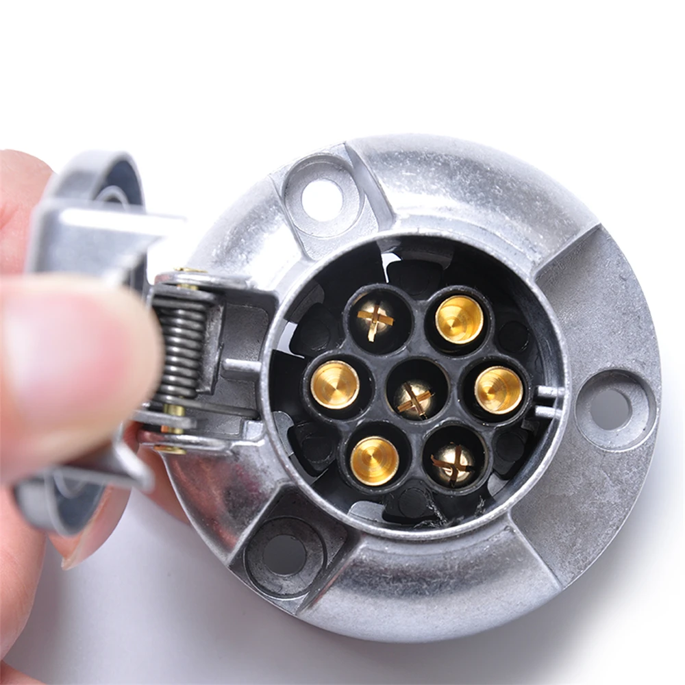 12V 7 Pin EU Round Plug Female Metal Trailer Socket Waterproof Trailer Towbar Connector For Trailer Light Lamp