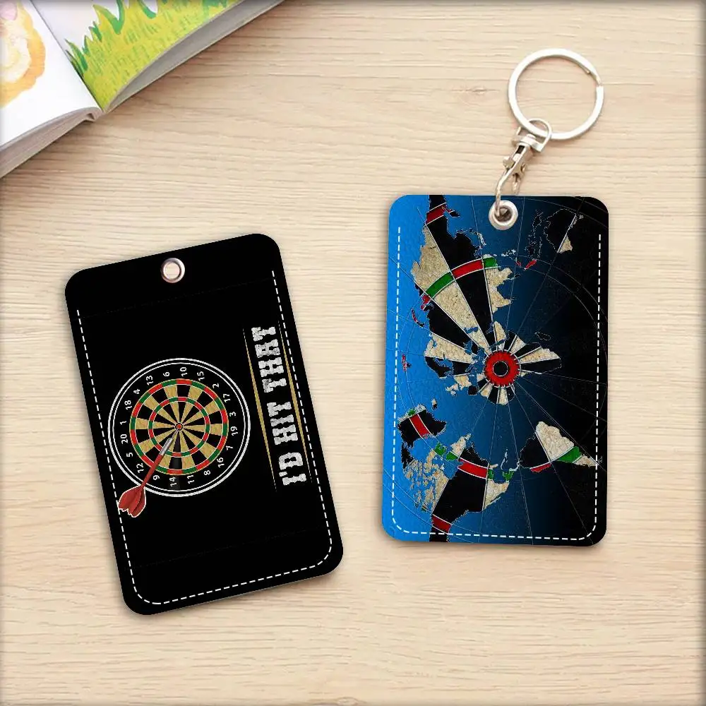 Playroom Dart 1Pc Access Card Case Leather Card Holder Keychain Key Ring Door Access Tags ID Card Case Keychain