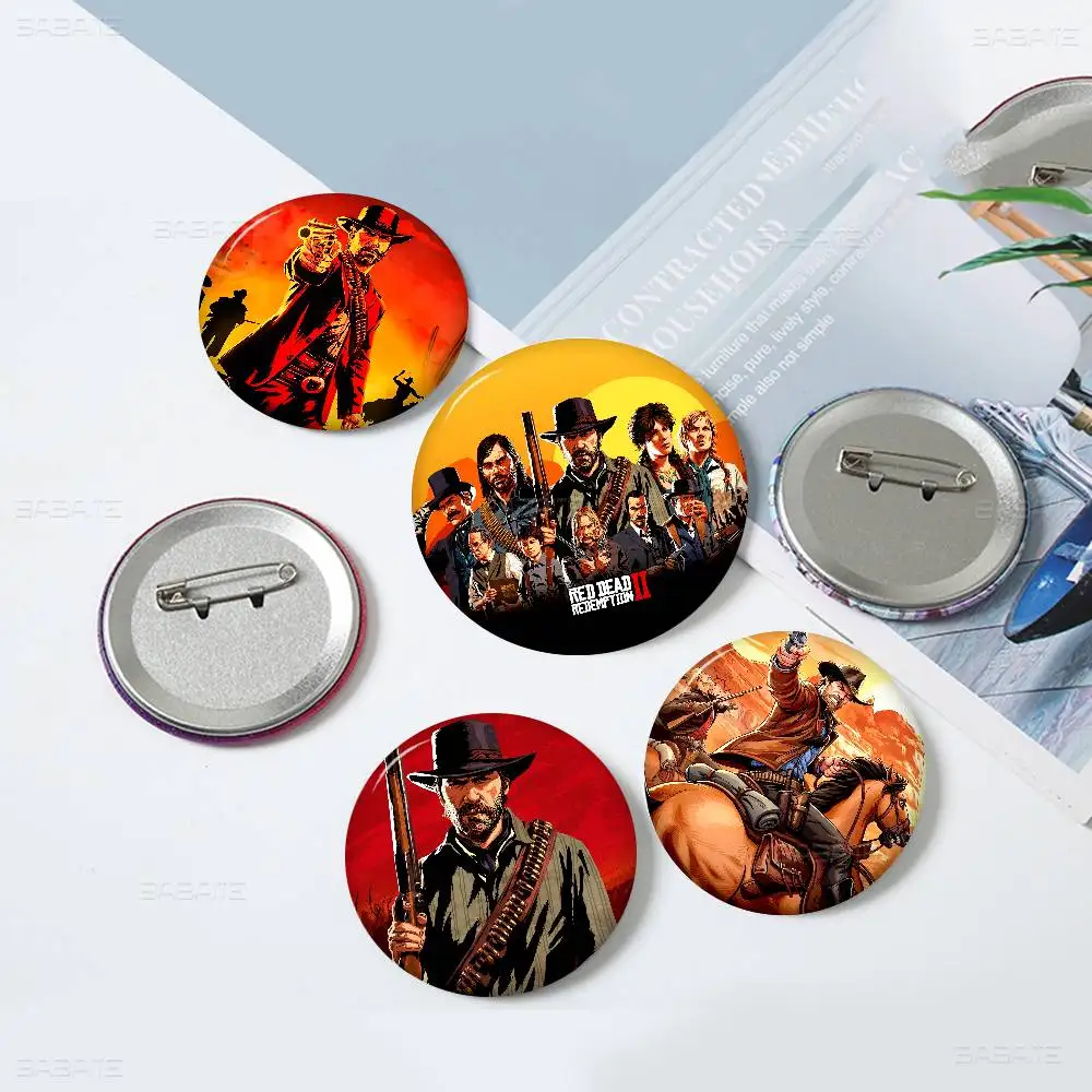 Game R-Red Dead-R-Redemptions 2 Tinplate Pin Button Custom Anime Role Old-school Brooch Cartoon Collar Badge Jewelry Gift Fans