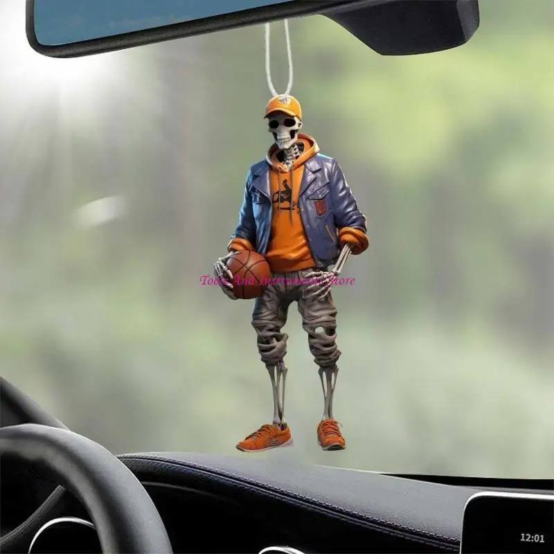 Estatua Skul Cool Halloween Skeleton Figurine CAR ORNAMENTO ACRYLIC Decoración colgante C7AC