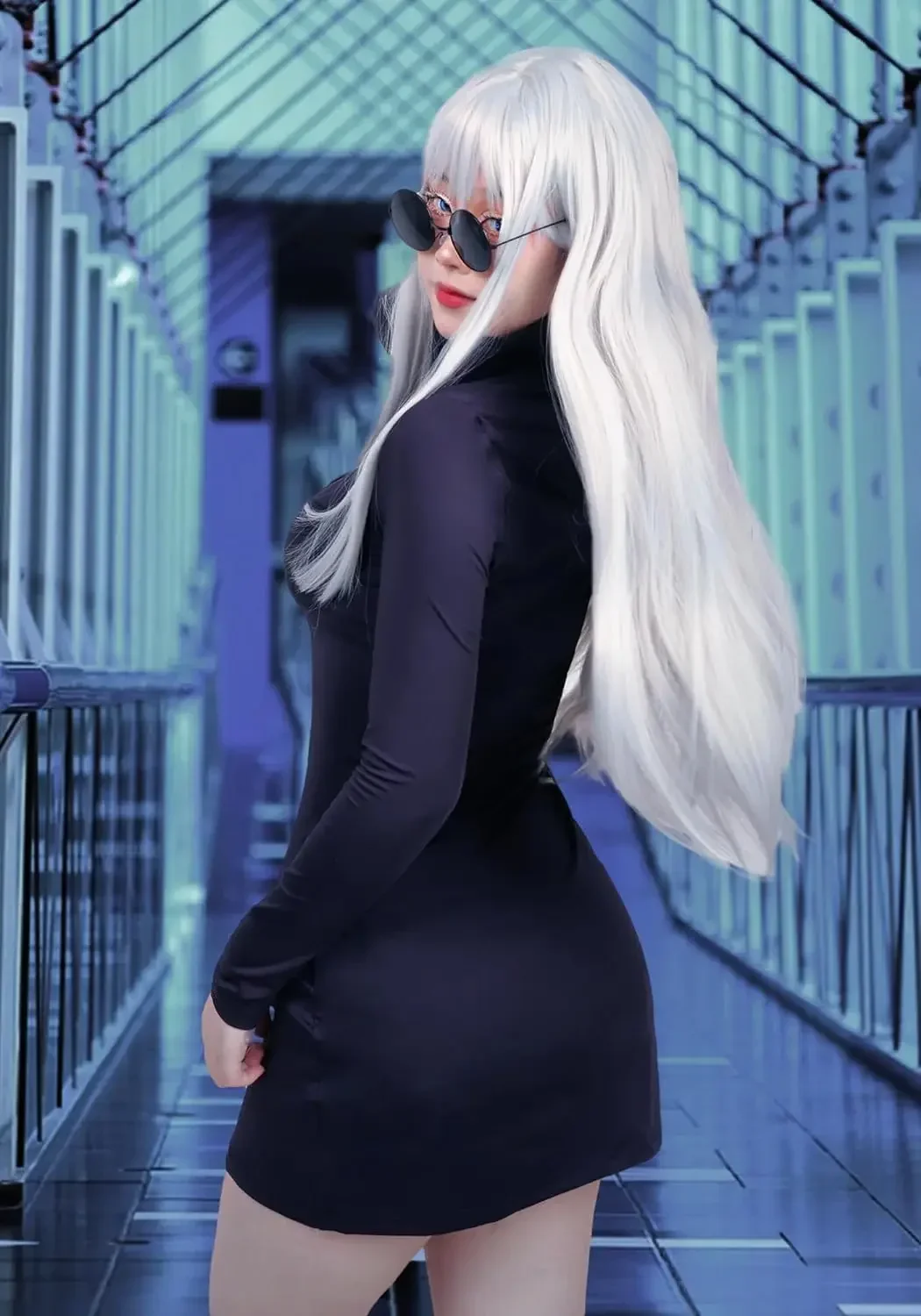 Satoru Frauen Cosplay Perücke Anime Lange Gerade Splitter Weiß JJK Kostüm Zubehör Silber Weiß Perücken Party Kostüm