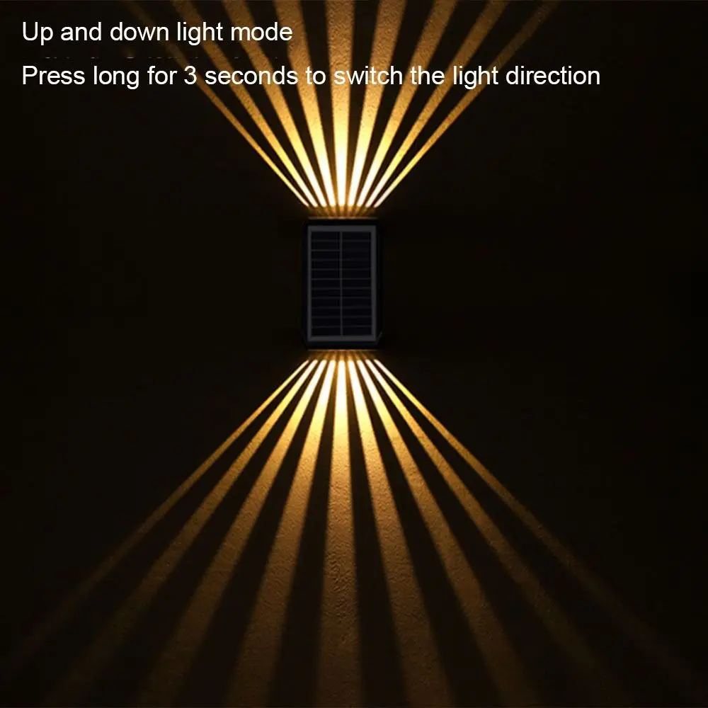 Automatic Lighting Solar Wall Lamp IP65 Waterproof Energy Saving Outdoor Solar LED Light Easy To Install Up and Down