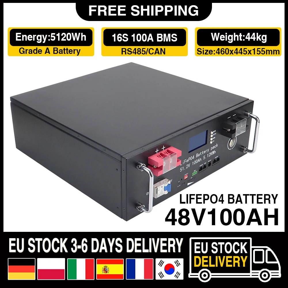 48V 100AH 150AH LiFePO4 Battery Built-in BMS Lithium Iron Phosphate Cells For Replacing Most of Backup Power Home Energy Storage