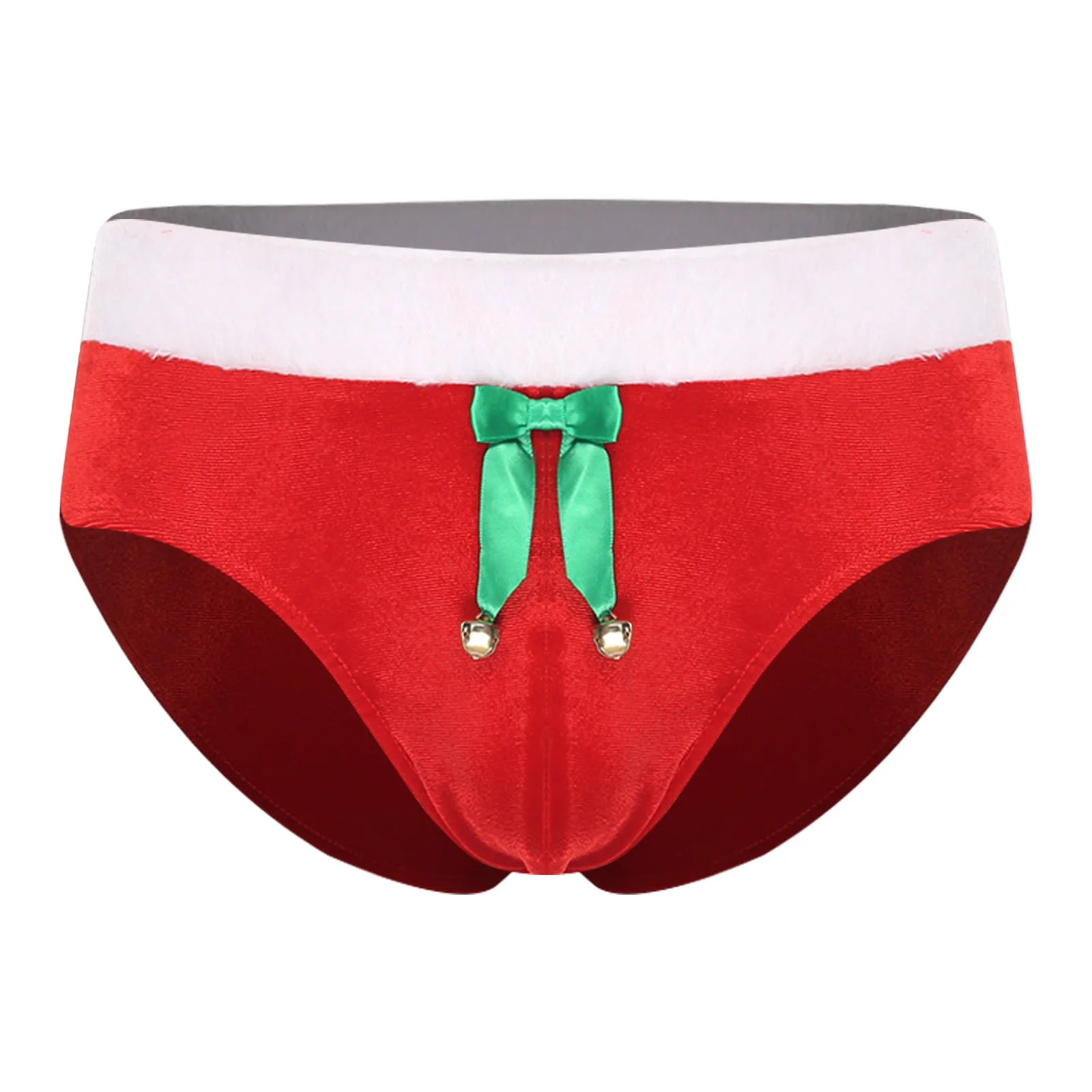 

Мужские рождественские бархатные трусы, нижнее белье, рождественская вечеринка, костюм Санта-Клауса для косплея, плюшевый пояс, выпуклая сумка, трусы, нижнее белье