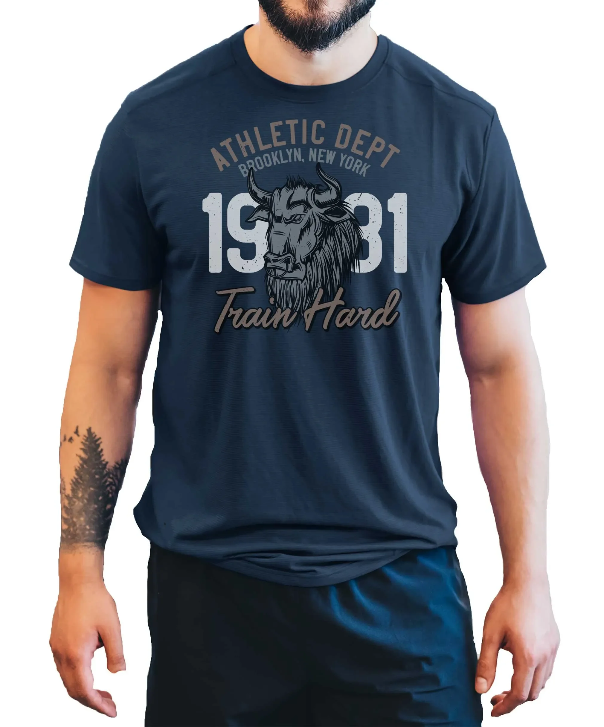 Athletic Dept Train Hard Men s T Shirt Fitness Health Gym Training Top Bodybuilding