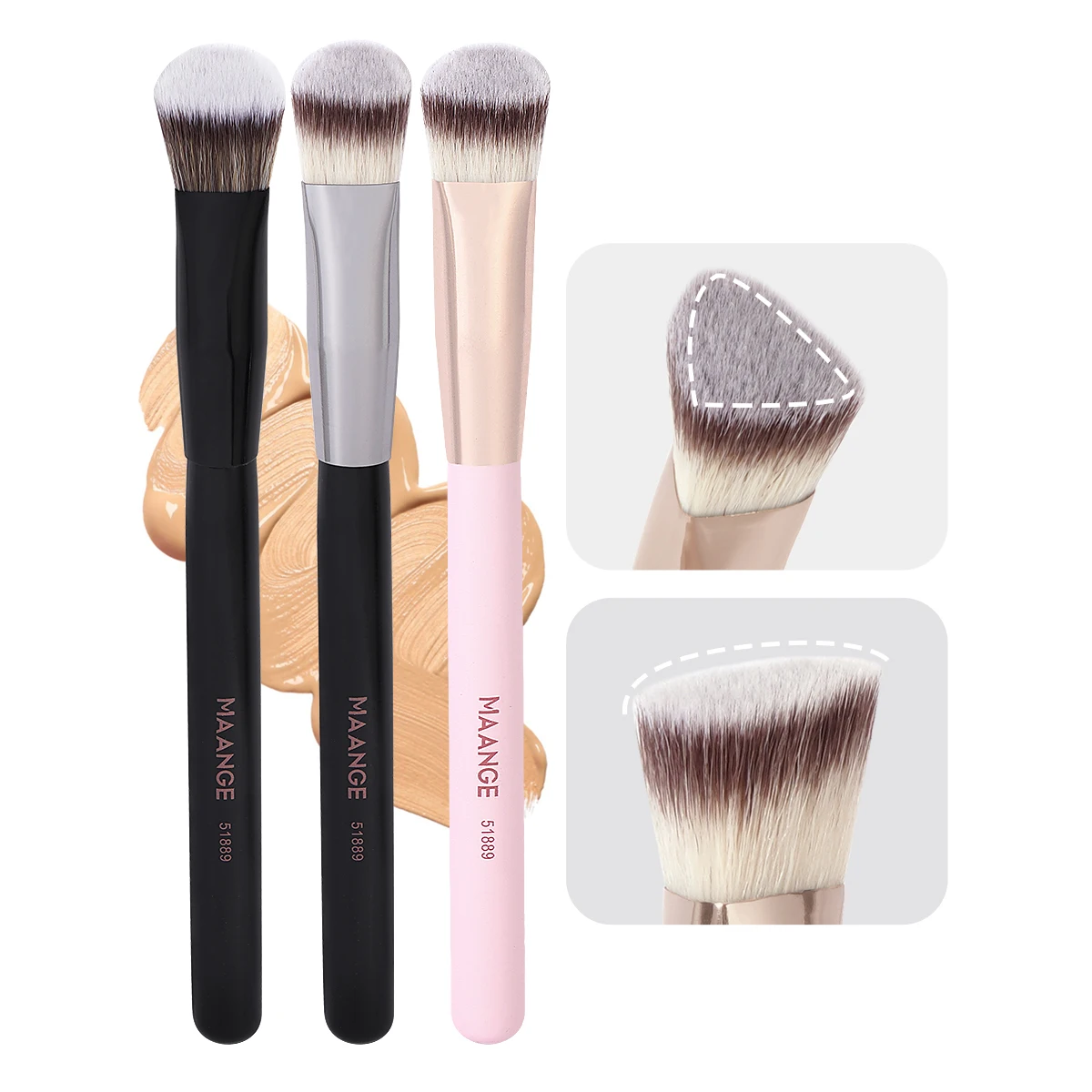 MAANGE-brocha de contorno de 3 piezas, aplicador de cerdas de nailon suave, Universal, tipo de piel, mango ABS duradero, herramienta de belleza facial
