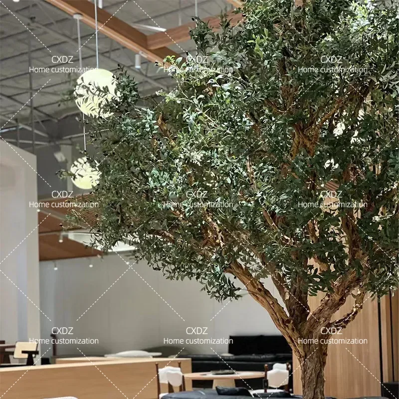 Large Simulated Olive Tree Floor to Ceiling Bionic Green Plant Indoor Outdoor Landscape Decoration Window Nordic Style False