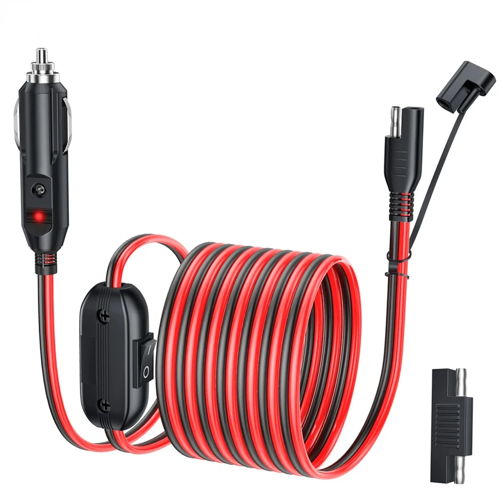 

16AWG 12V Cigarette Lighter SAE Battery Charger Cable Cigarette Lighter Plug to SAE Quick Release Adapter with Switch