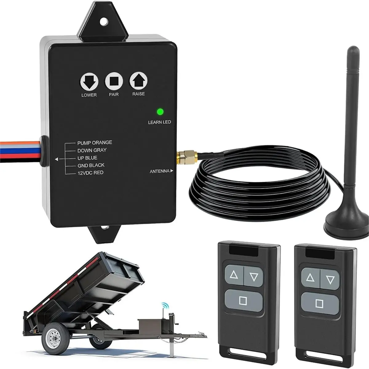 A78I Wireless Dump Trailer Remote Control Kit,Upgraded Dump Trailer Remote Controller 3-Wire/4-Wire,for Hydraulic Pumps