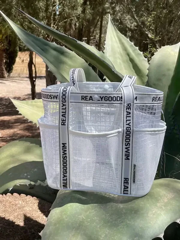 

Ladies Girls Mens Simple Trend style Compact Handbag Grid Beach Bag Outdoor Travel Swimming Beach Toys Casual Tote Bag Bathing