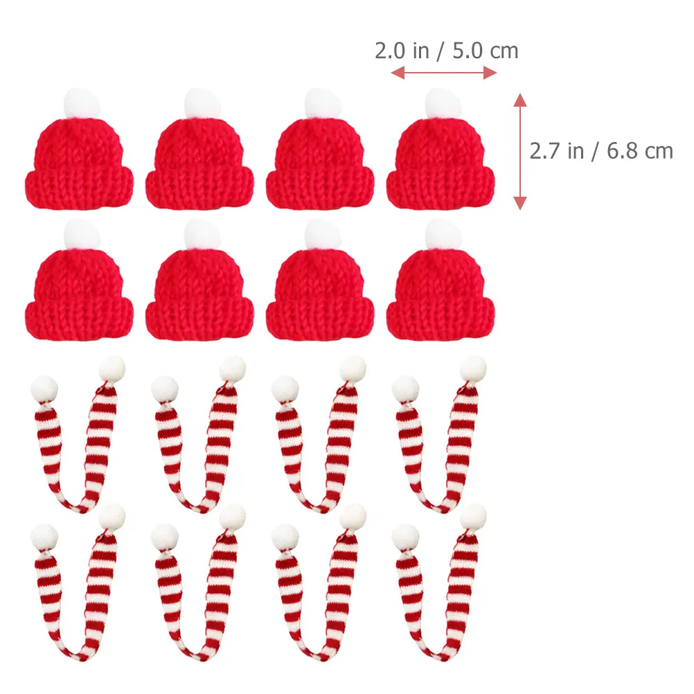 20Pcs Christmas Miniature Santa Hats Scarves Party Decoration Festive Wine Bottle Cup Covers Holiday Winter Ornaments