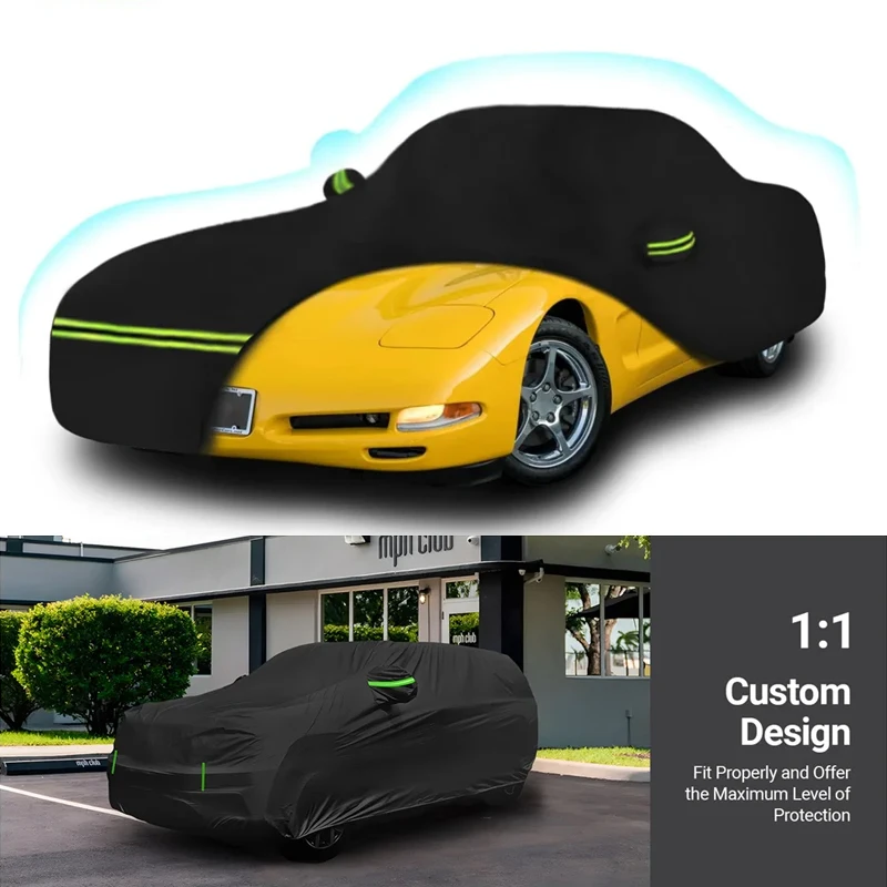 

210T водонепроницаемые автомобильные чехлы на заказ, подходят для Corvette C5 1997-2004 гг., всепогодная с молнией двери, защита от снега, дождя, пыли и града