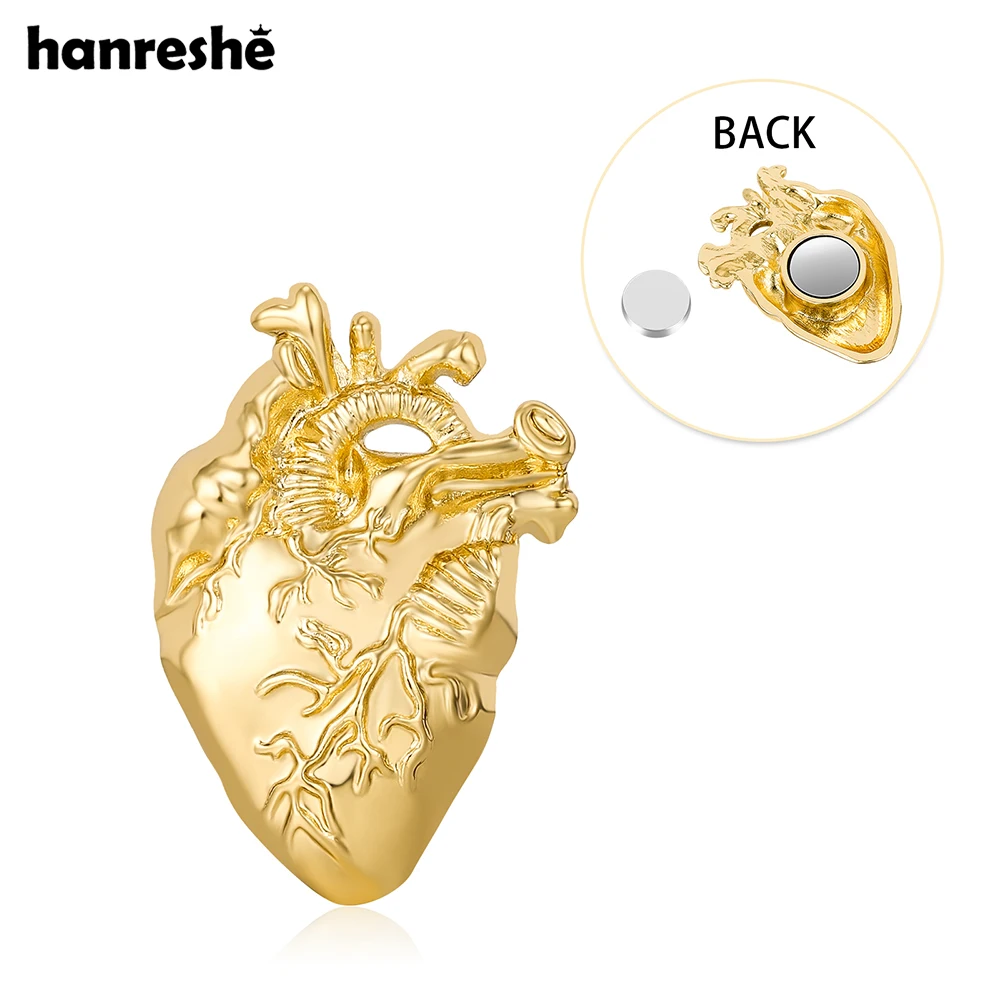 Hanreshe Heart Magnetic Brooch Medical Cardiology Anatomy Magnet Pin Punch-Free Design Badge Jewelry for Doctor Nurse