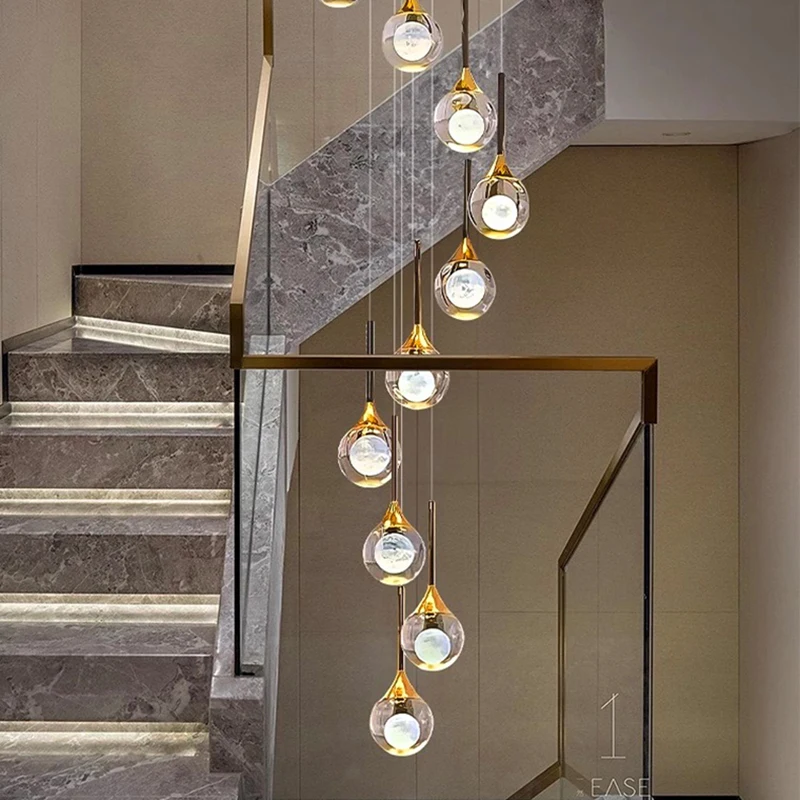 Imagem -04 - Modern Crystal Chandelier For Home Decoration Stair Pendant Lamp Living Room Pendant Lights Iluminação Interior