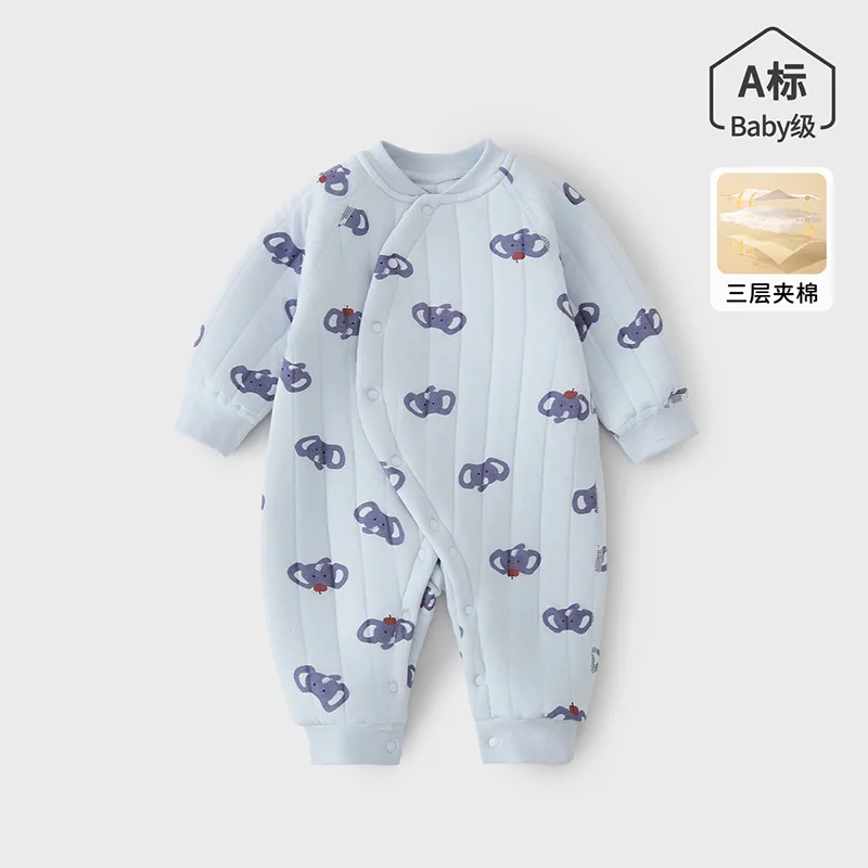 Somenie Baby Clothes Autumn and Winter Thickened Padded Baby Onesies Romper Boys and Girls Diagonal Belly Protection Winter