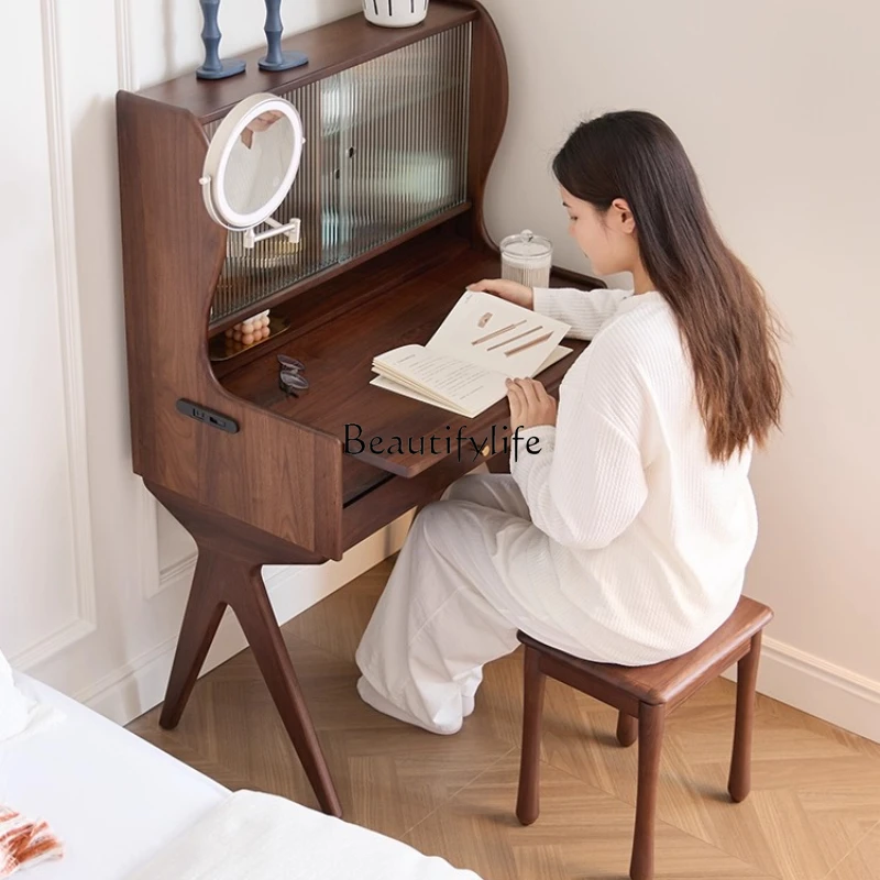 

Japanese-style solid wood black walnut bedroom master bedroom desk integrated makeup table