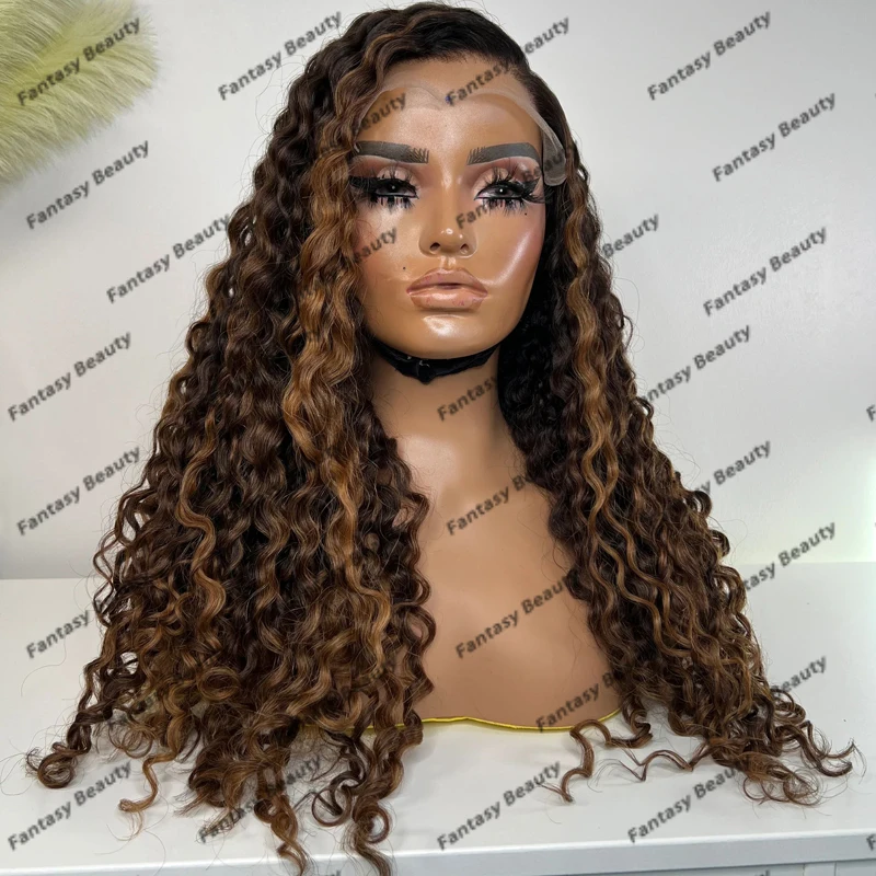 Glueless 5x5 HD Lace Human Hair Wigs for Women Deep Water Wave Highlight Blonde 360 Lace Frontal Wigs Easy Wear Full Lace Wigs