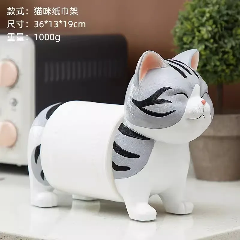 Resin Cartoon Animal Towel Rack Cute Kitchen Roll Paper Holder Vertical Tissue Box Dispenser