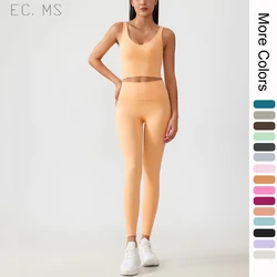 Women Sport Suits Bra and Leggings 15 Colors Fixed Cups High Impact Proof High Waist Pilates Running GYM Exercise Yoga Suits
