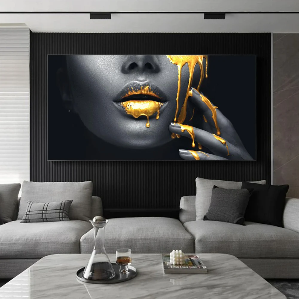Modische Luxus-Wandkunst Poster Frauenlippen Hochwertige Pop-Art Wandbild Moderne Wohnzimmer-Dekoration Leinwandgemälde Bilder Drucke