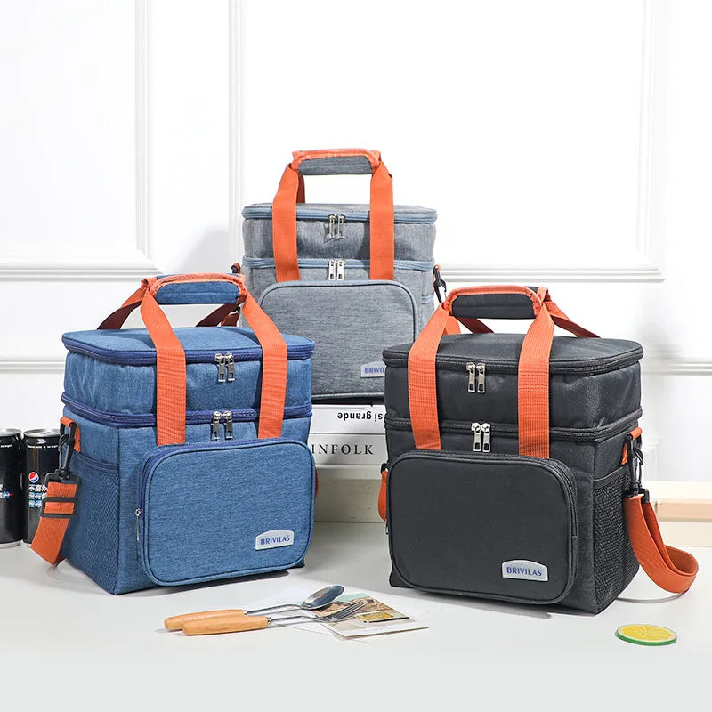 

Двойная сумка для пикника, портативная сумка через плечо для обеда, сумка для бенто, оптовая продажа, термоизоляционная сумка для ланча