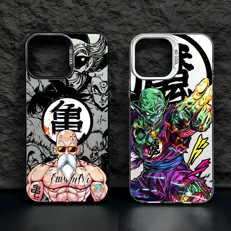 

Luxury D-Dragon Ball Saiyan For Apple iPhone 15 14 13 12 11 XS XR X Pro Max Plus Colorful Silver Back Phone Case