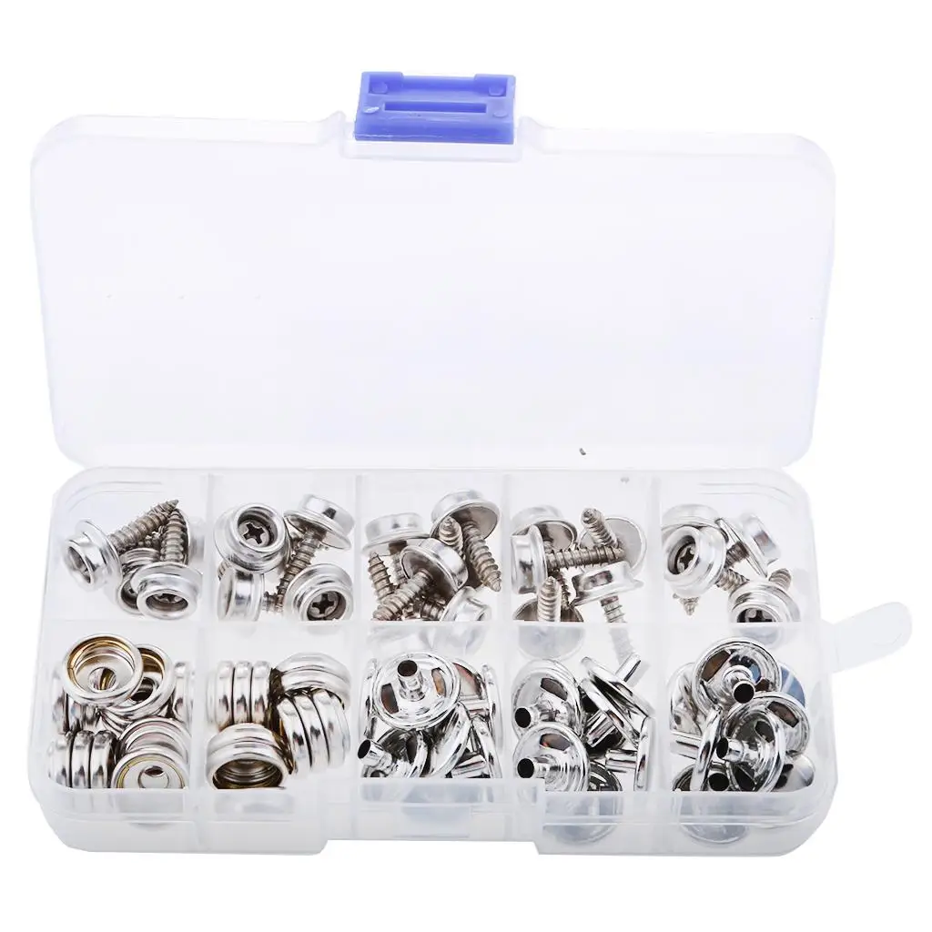 Fastener Snap Repair Kit Anti Rust Stainless Steel Studs Button Set for Waterproof Boat Cabinet Clothing Sofa