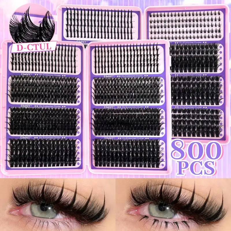 

DIY Cluster Lashes Mixed Tray Natural Individual Segmented Eyelashes Fluffy Lash Extension Kit for Self Application at Home