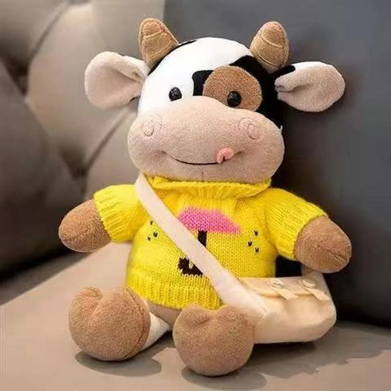 

26CM Cosplay Cartoon Milk Cow Plush Toy Simulation Cattle Animals Plush Dolls Soft Stuffed Sweater Cow Toys Pillow Kids Gifts