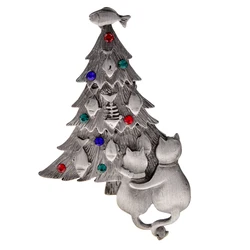 CINDY XIANG New Alloy Rhinestone Christmas Tree Brooches For Women Cute Animal Cats And Fish Brooch Pins New Year Christmas Gift