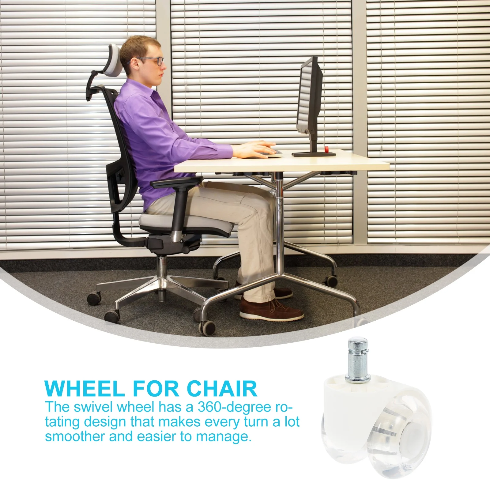 

5Pcs Office Chair Caster Wheels Smooth Rotating -Directional Furniture Universal Wheels High-Quality PU Silent Computer