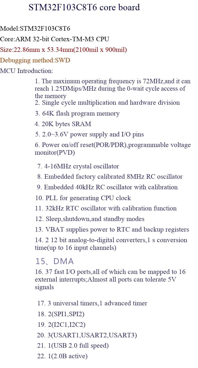 STM32F103C8T6/C6T6 Systemboard, Ein-Chip-Mikrocomputer, Core-Board, STM32 ARM – Detail 7