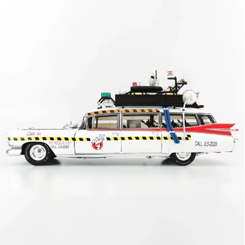 1:18 Scale Fine Version Ecto 1A Car Model Metal Diecast Vehicle Toy for Adult Collection Gifts Souvenir