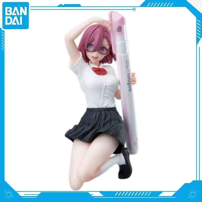 Bandai Genuine Anime Comics 2.5-dimensional Temptation Amano Risa Cosplay Uniform PVC 14Cm Figure Model Toys Gifts Collection