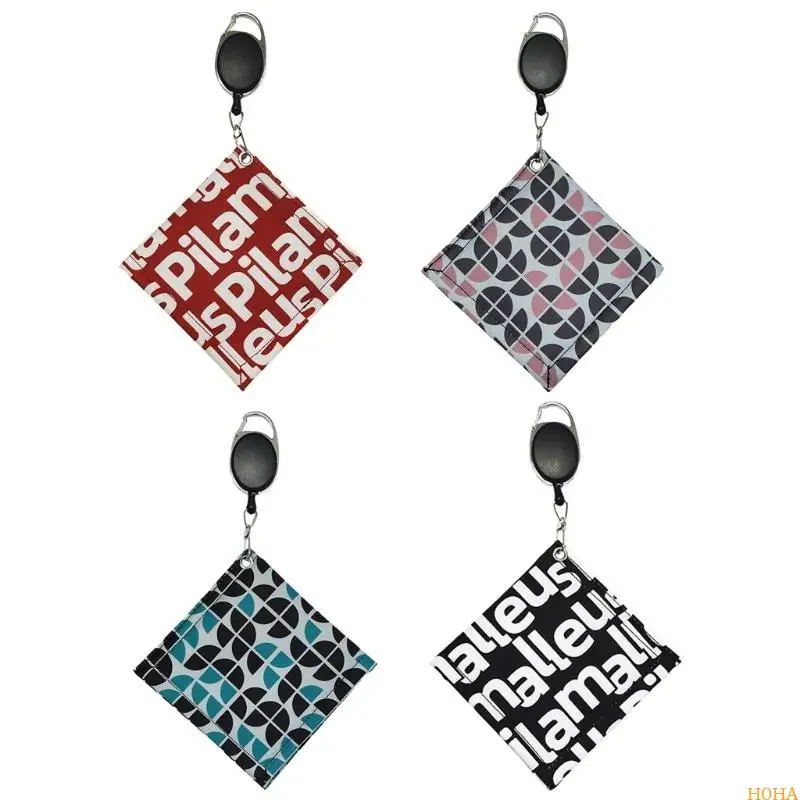 N0HA Square Mini Golf Ball Cleaning منشفة مقاومة للماء مع مشبك سلسلة مفاتيح قابل للسحب #4